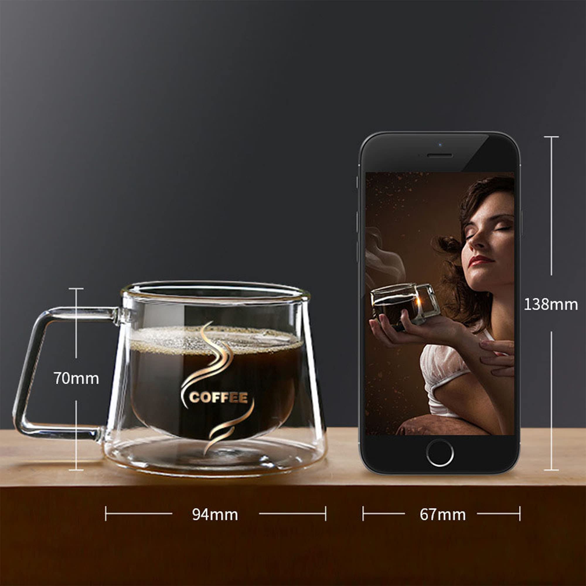 Tache café - double Walled glace transparant